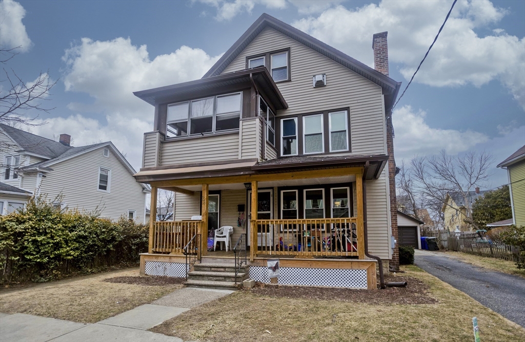 a view of a house with a patio