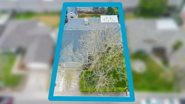 an aerial view of a house