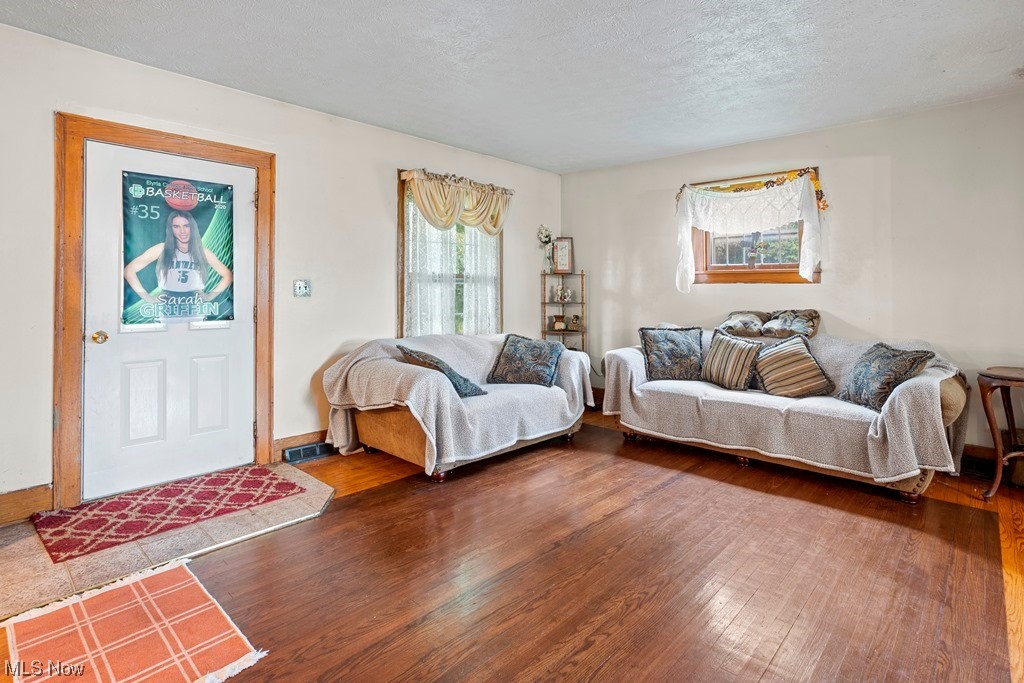 Hardwood floored living room