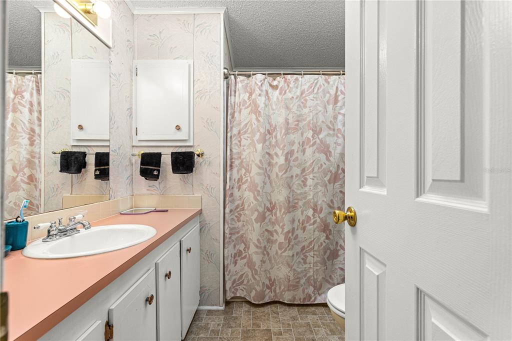 13081 Southeast 47th Court Belleview, FL 34420 - Photo 25 of 42 a bathroom with a granite countertop sink and a mirror
