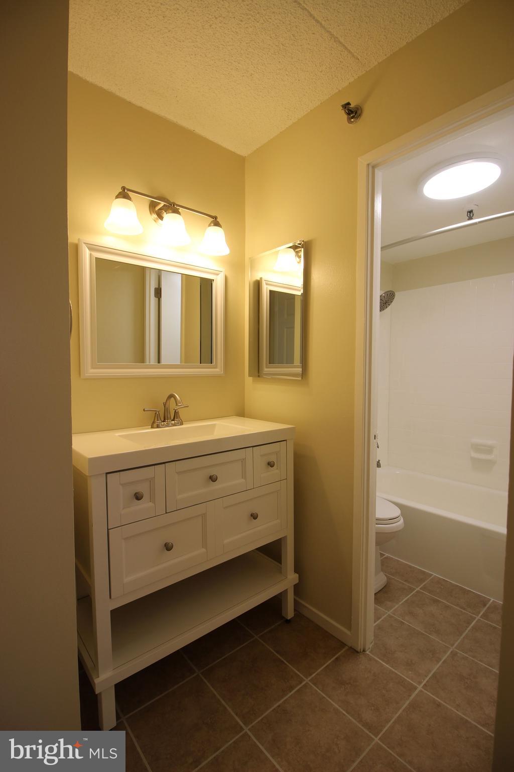 5911 Edsall Road, Unit 405 Alexandria, VA 22304 - Photo 11 of 23 a bathroom with a double vanity sink mirror and shower