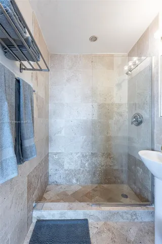 a bathroom with a shower