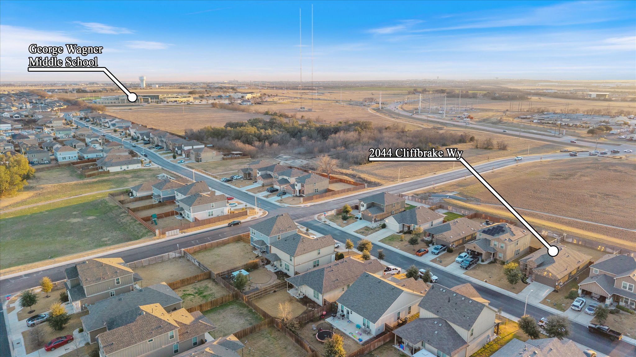 2044 Cliffbrake Way Georgetown, TX 78626 - Photo 37 of 40 Aerial view of residential area