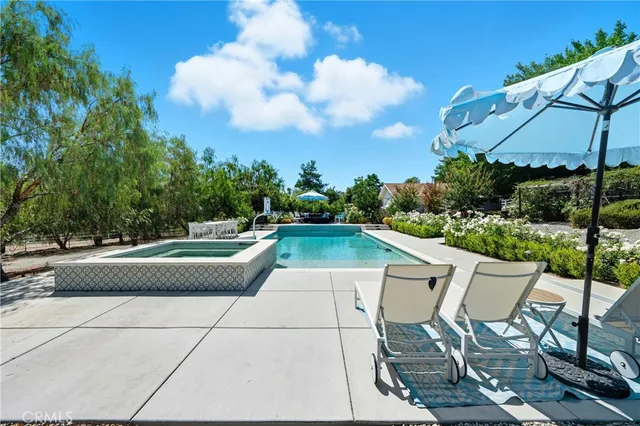 a view of a patio with couches table and chairs and potted plants