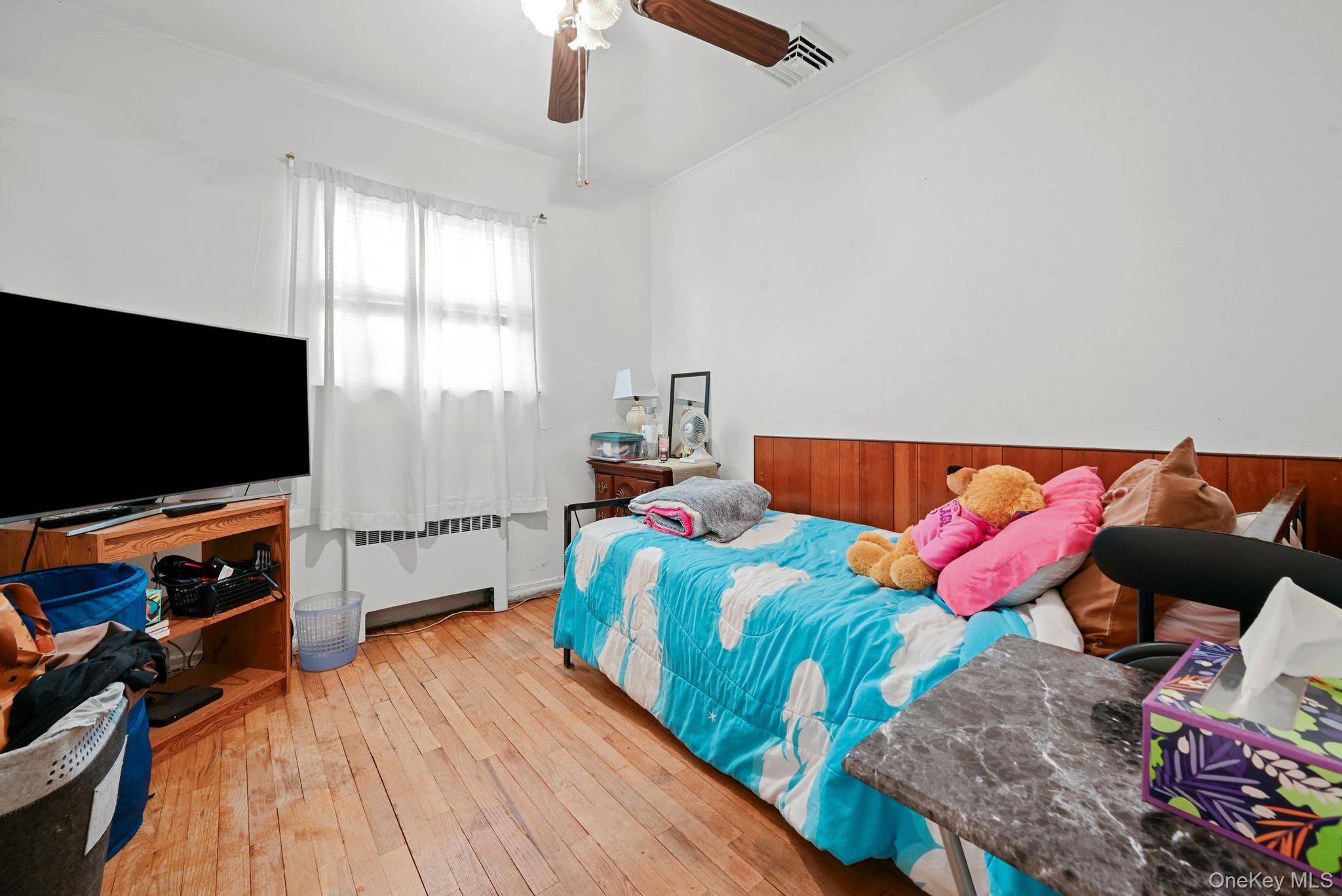 2225 Leighton Road Elmont, NY 11003 - Photo 17 of 26 a living room with a bed and a flat screen tv