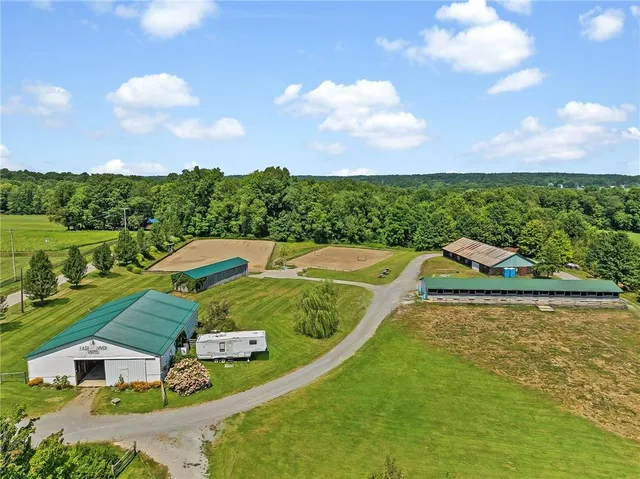 an aerial view of a house