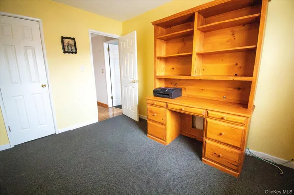 a view of an empty room with a closet