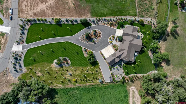 an aerial view of a house having outdoor space