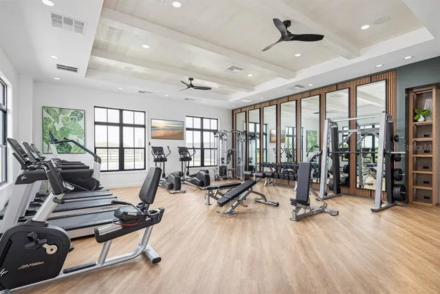 a view of a room with gym equipment