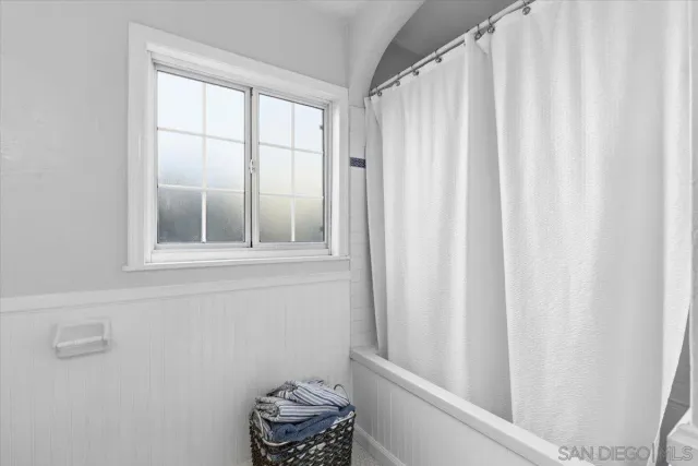 a bathroom with a window