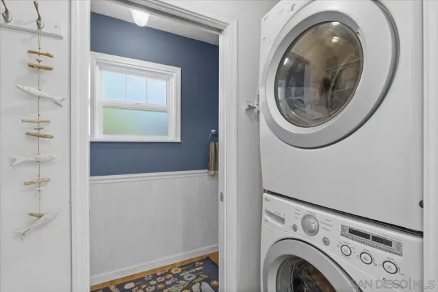 a storage room with washer and dryer