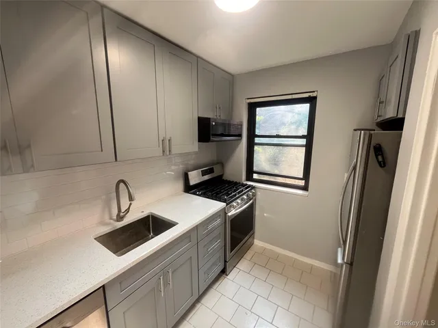 a kitchen with a sink cabinets and stainless steel appliances
