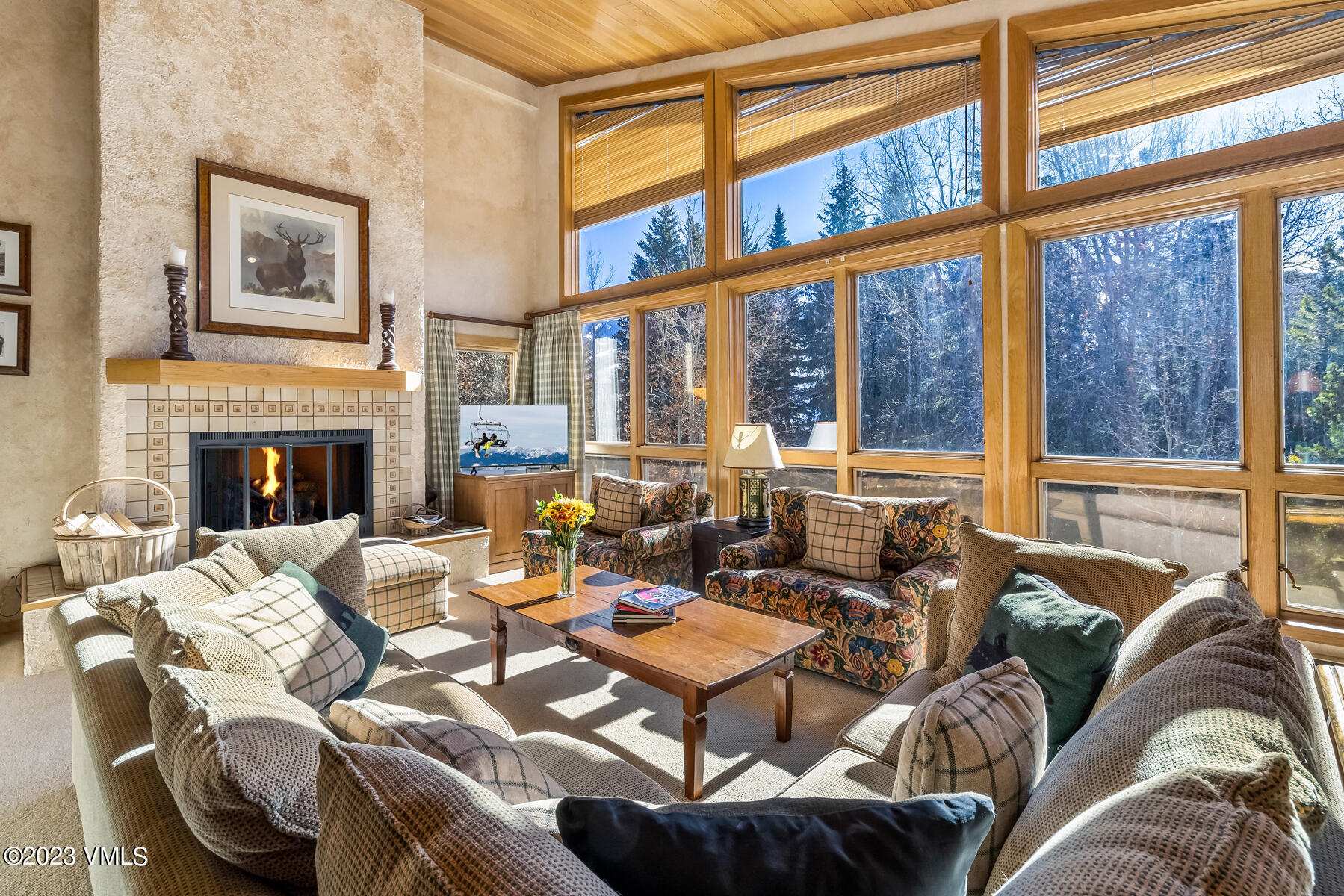 a living room with furniture or fireplace and a large window