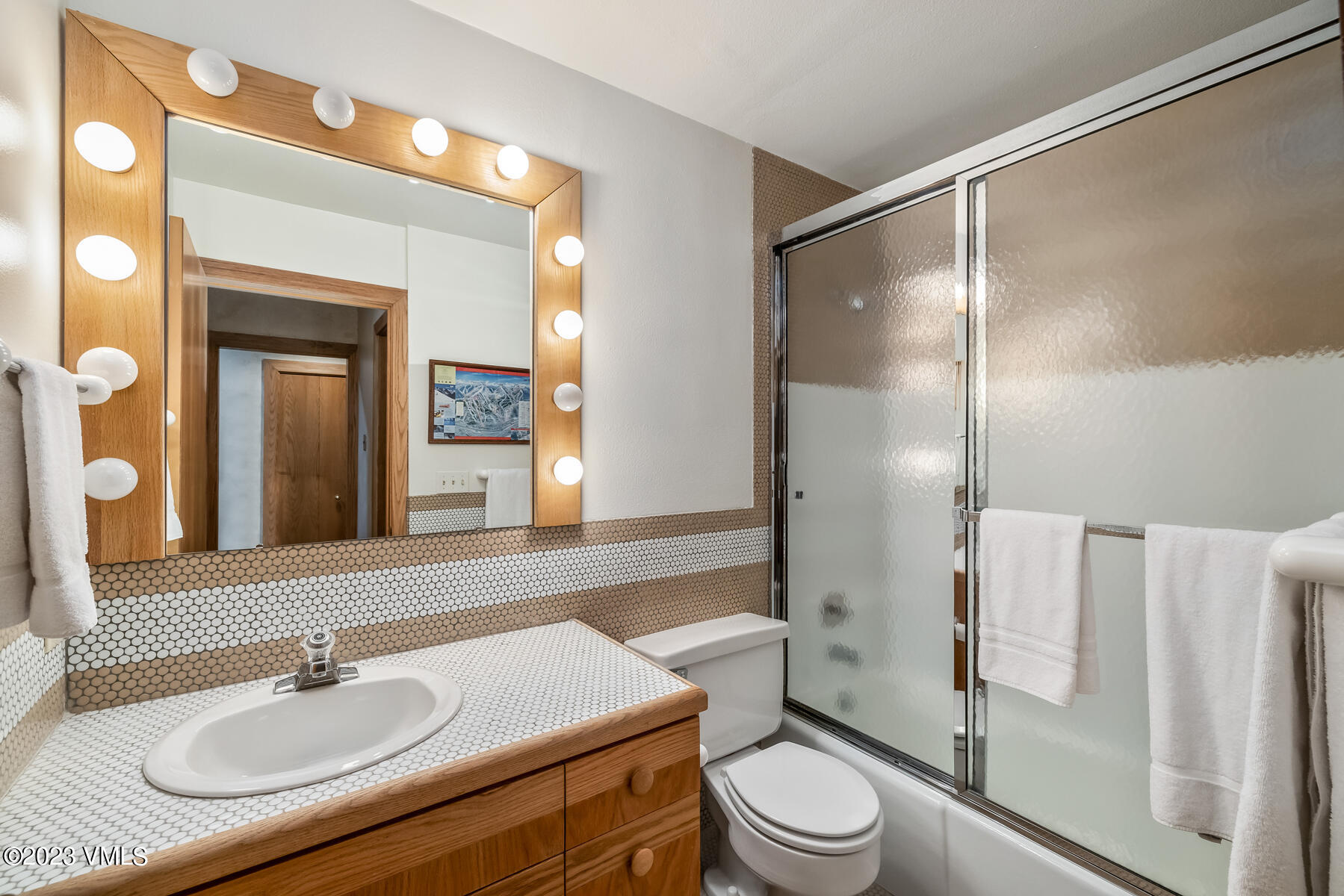736 Sandy Lane, Unit 1 Vail, CO 81657 - Photo 24 of 36 a bathroom with a sink toilet a mirror and shower