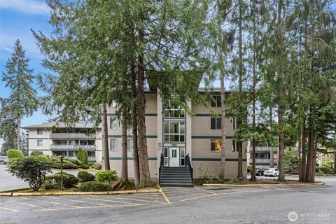 front view of a building with a street