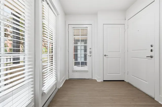 an empty room with windows