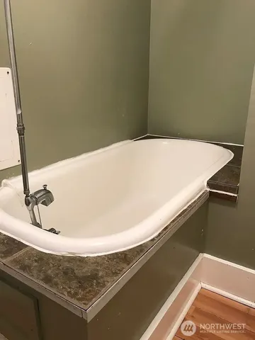 a view of a lake with a yard