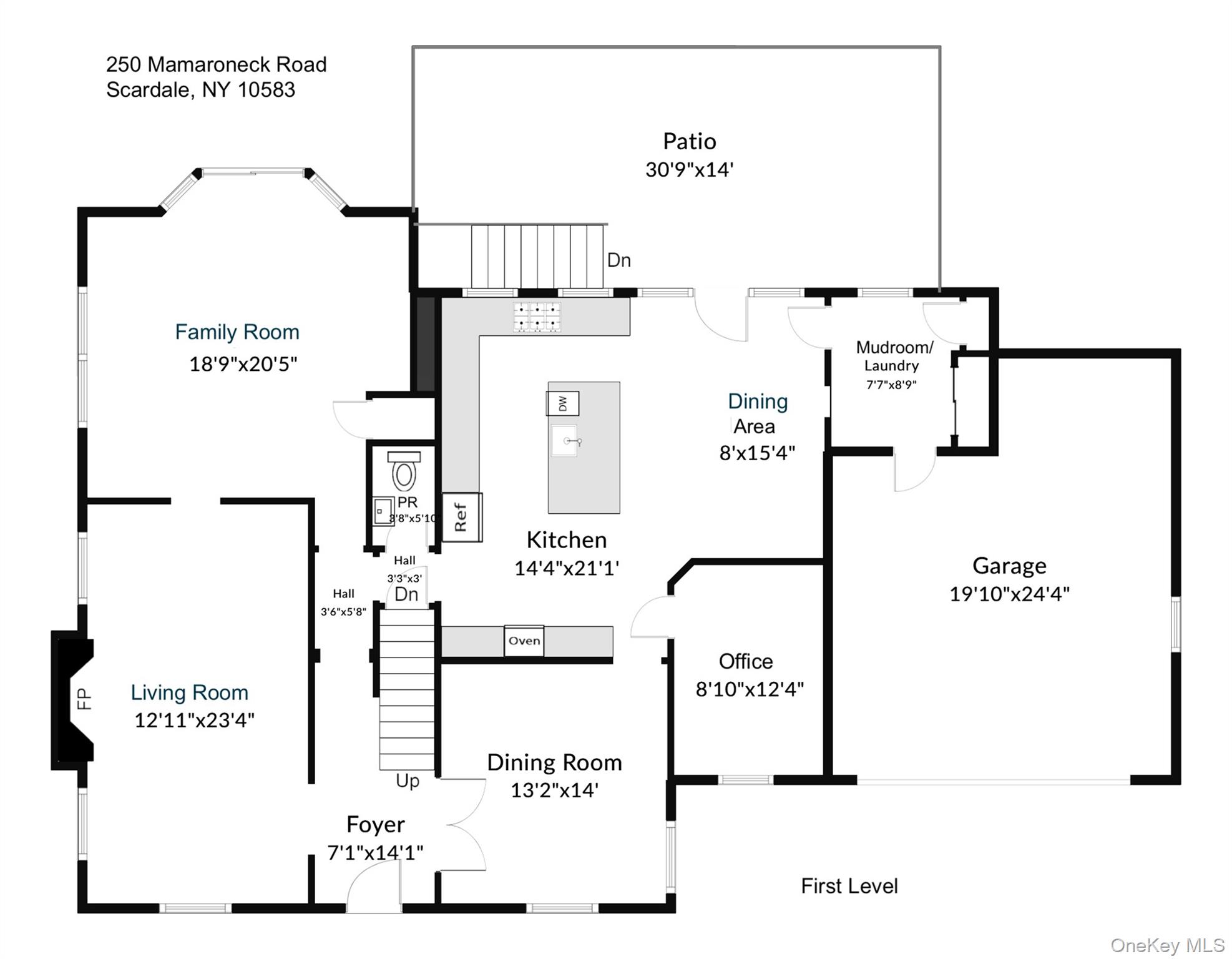 250 Mamaroneck Road Scarsdale, NY 10583 - Photo 33 of 35 First level floor plan.