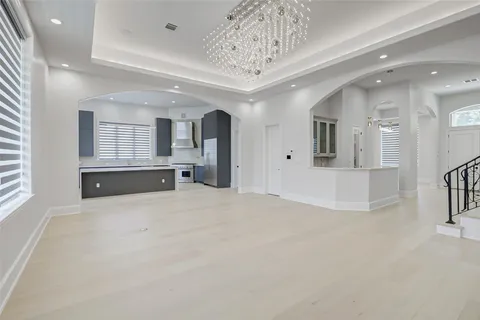 a view of a livingroom with a chandelier