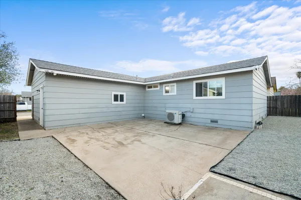 a view of backyard of house