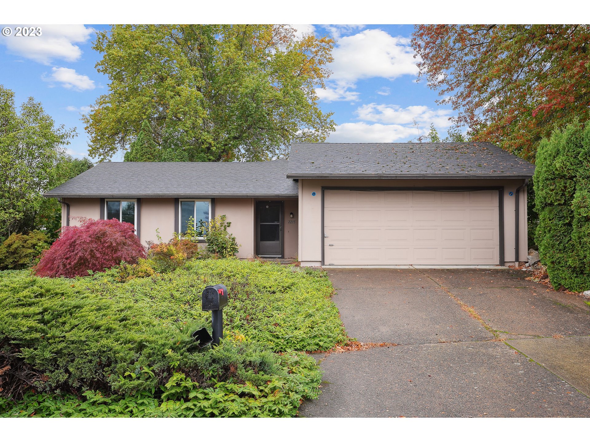 a view of a house with a garden