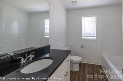a bathroom with a sink toilet and a mirror