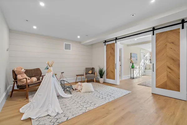 a living room with furniture