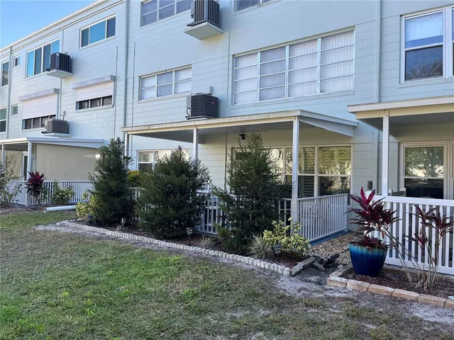 a view of a garden with a flower garden