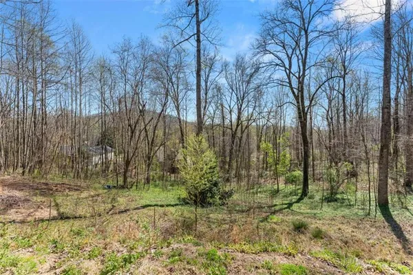 an aerial view of a house with a yard and lake view