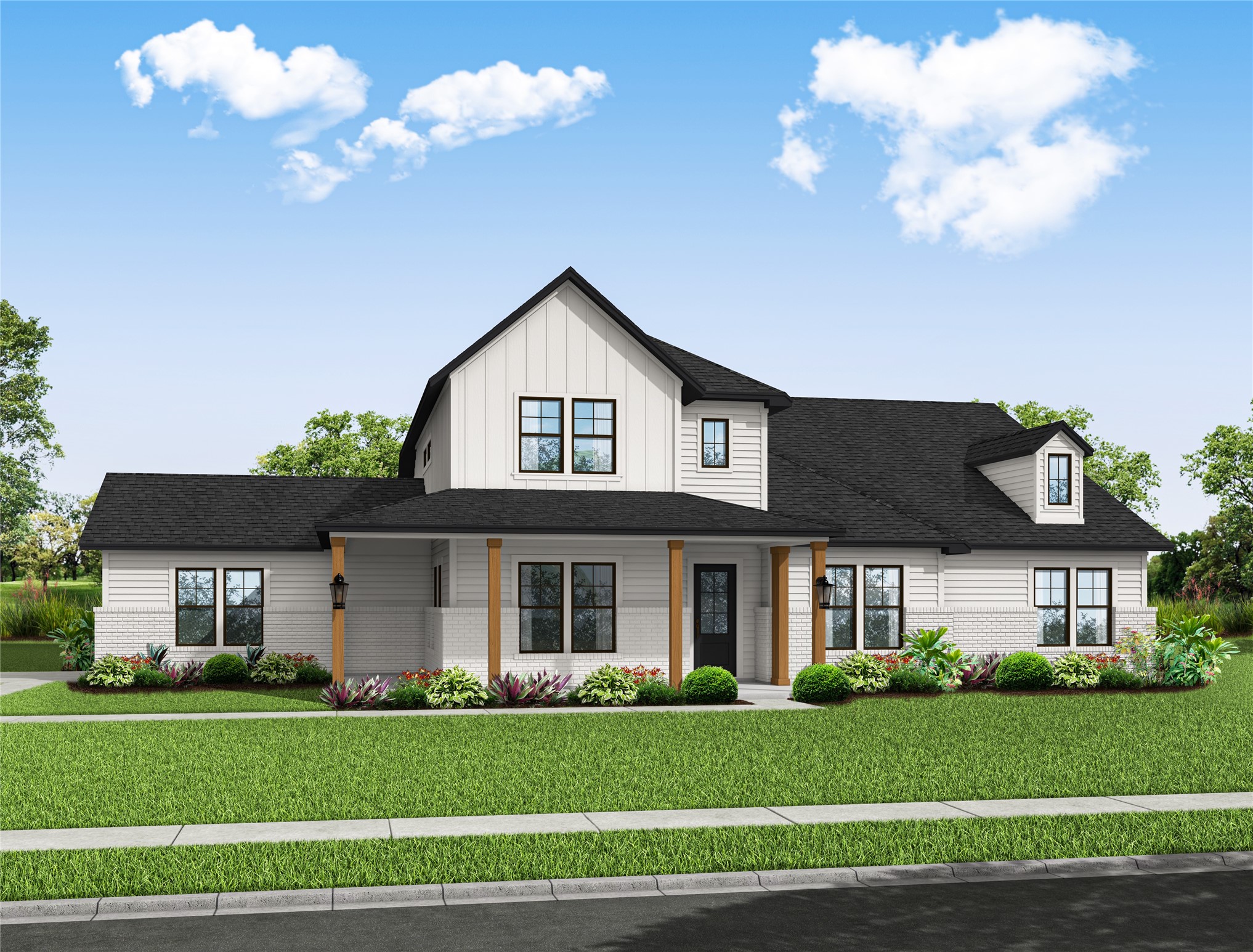 Lot 13 Homestead Hill Road New Waverly, TX 77358 - Photo 2 of 10 a front view of a house with a yard and garage