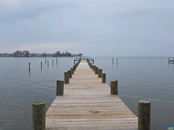 a view of wooden floor and lake