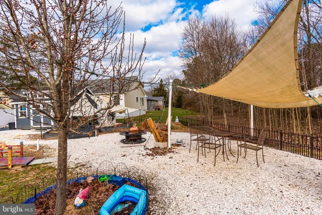 a view of outdoor space yard deck patio and fire pit