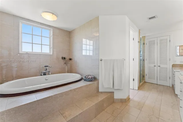 a view of a lake with a beach