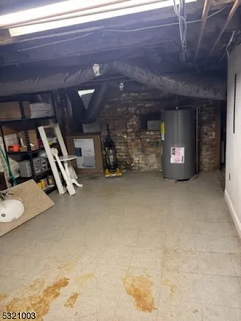 a view of a hallway with wooden door