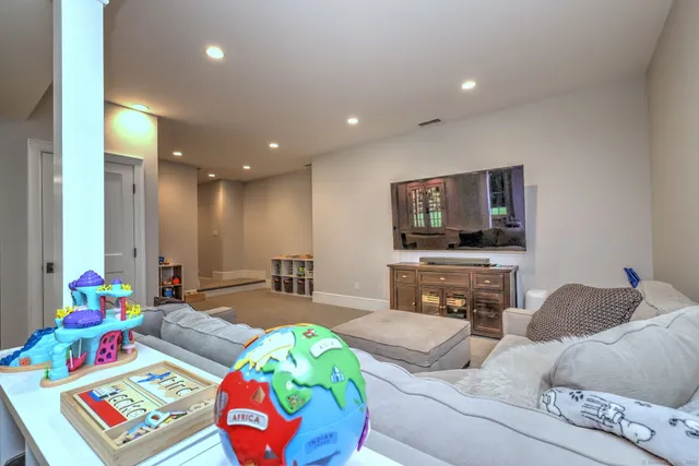 a living room filled with furniture and a flat screen tv