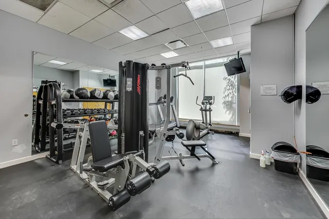 a view of a room with gym equipment