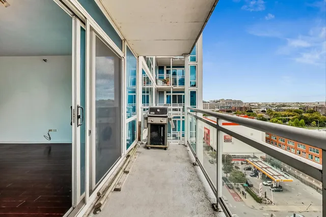 a view of a balcony with an outdoor space