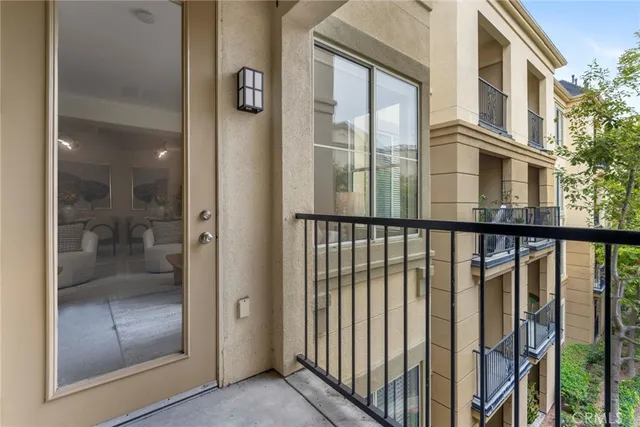 a view of a balcony from door