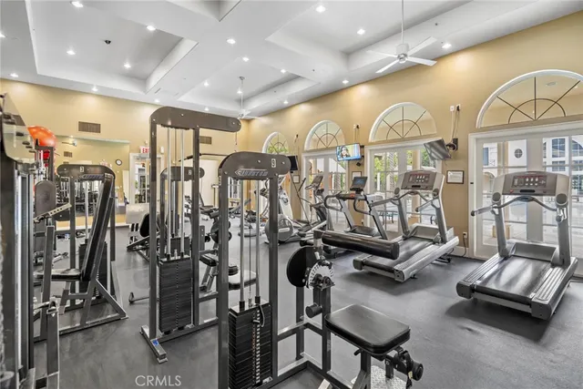 a view of a room with gym equipment