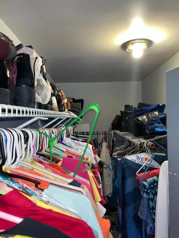 a bedroom with bed and a closet