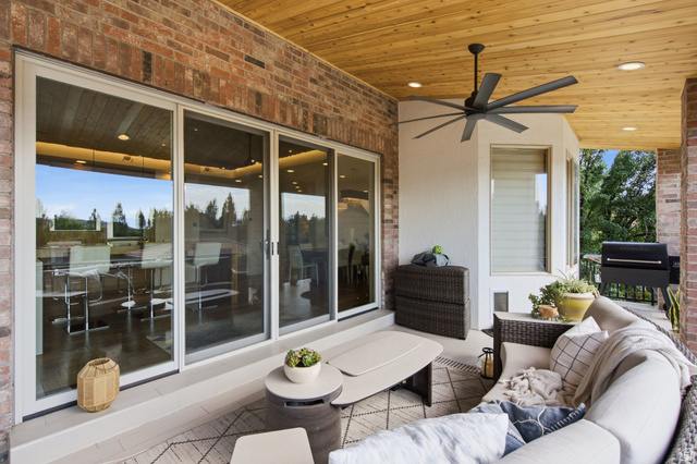 12308 Mariah Circle Draper, UT 84020 - Photo 120 of 293 Covered patio featuring a wood-panel ceiling with recessed lighting and a ceiling fan