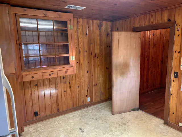 a view of wooden door