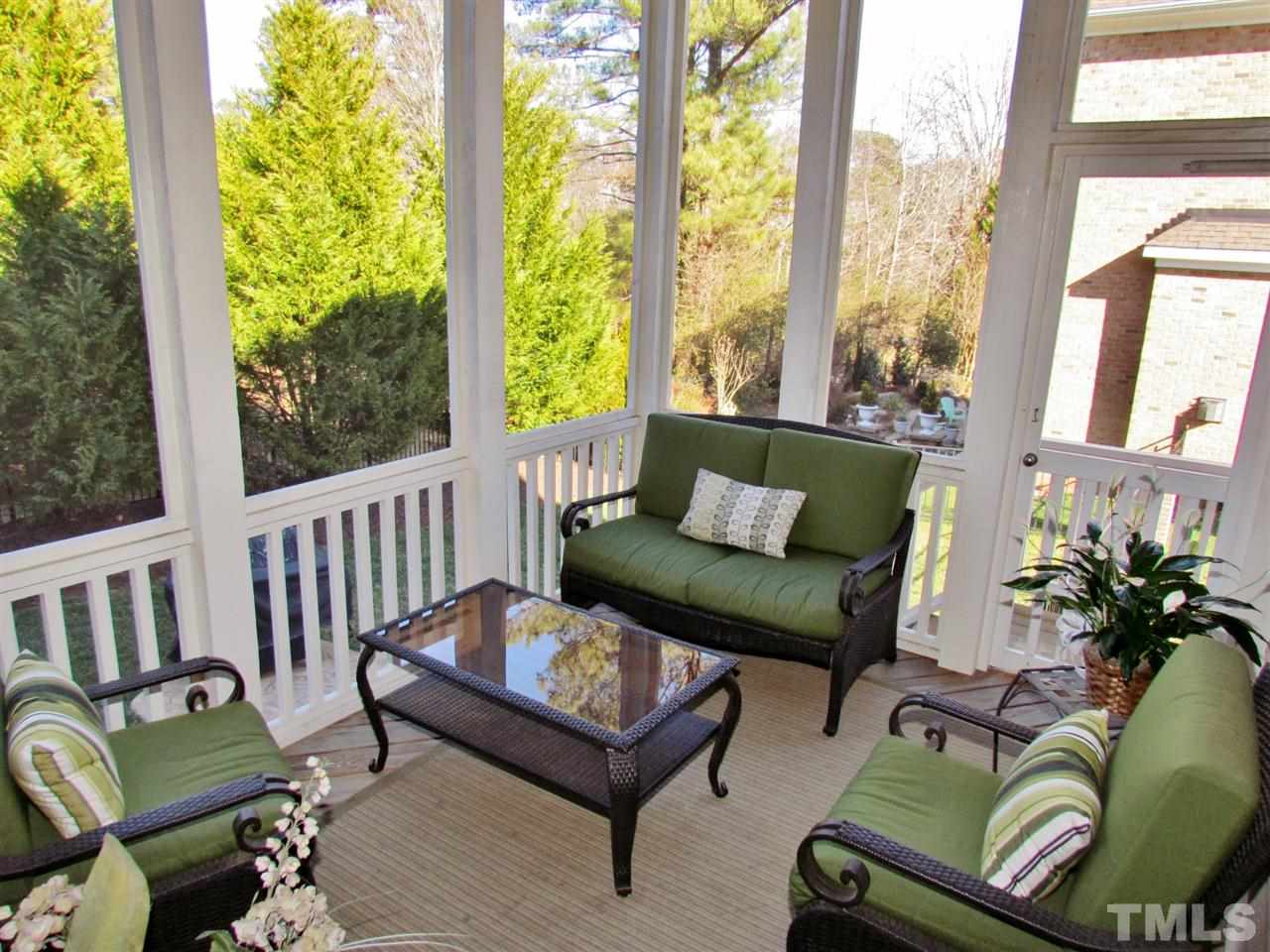 3810 Congeniality Way Raleigh, NC 27613 - Photo 16 of 25 Private screened porch right off of the kitchen! Pamper yourself w a beverage of choice and relax! Boston Acoustic speakers allow to listen to your favorite sounds!