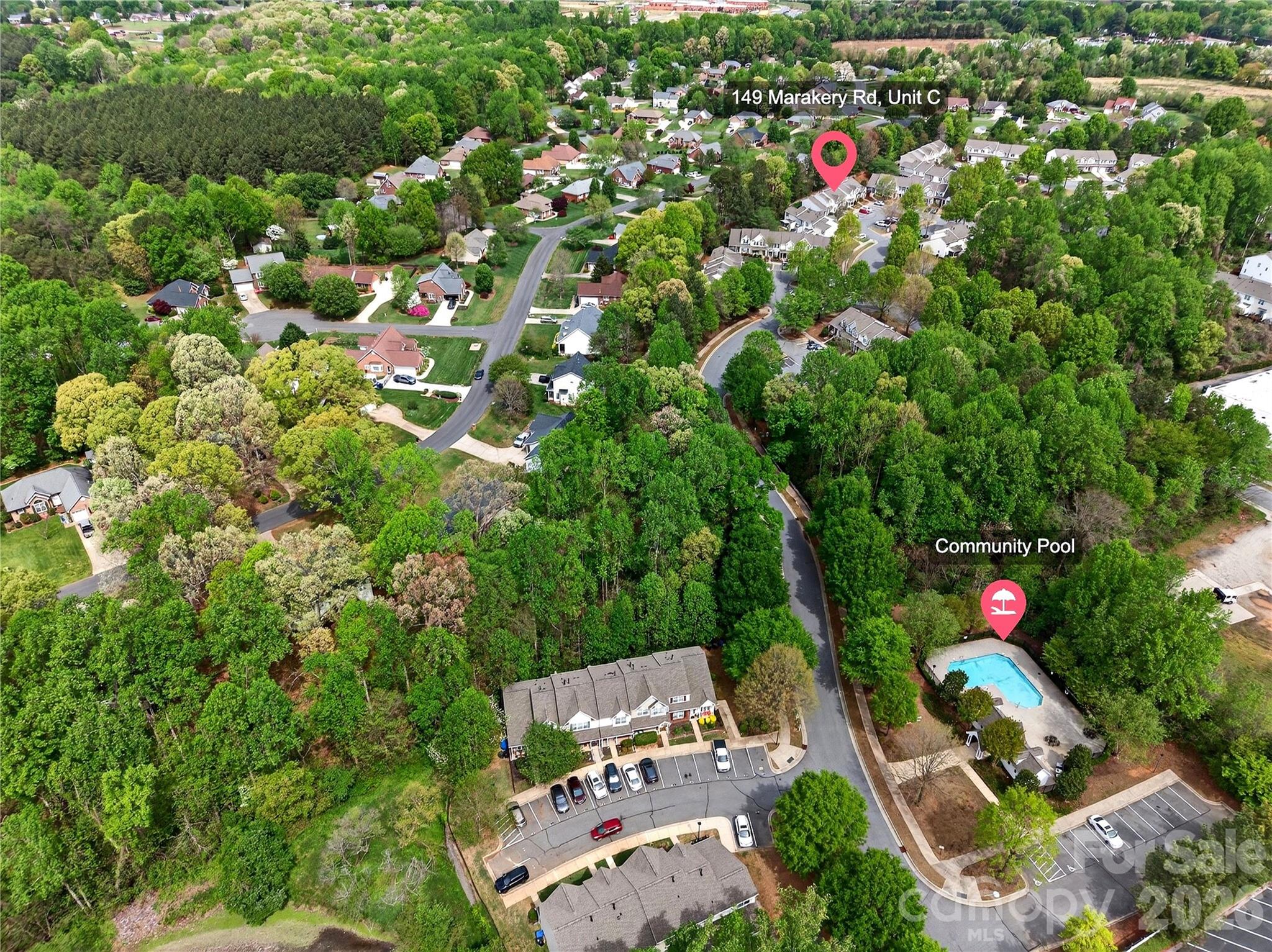 149 Marakery Road, Unit C Mooresville, NC 28115 - Photo 5 of 45 an aerial view of residential houses with outdoor space and trees
