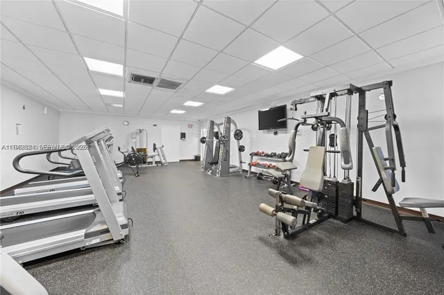 a view of a room with gym equipment