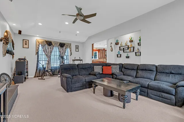 a view of a dining area with furniture window and outside view