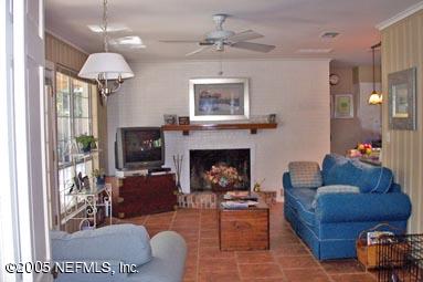 Family room with fireplace