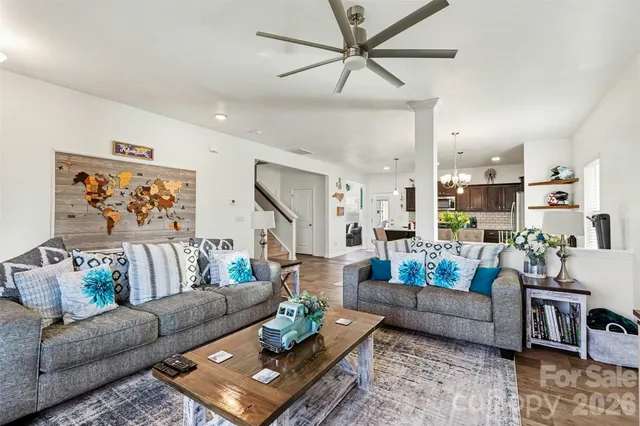 a living room with furniture and a couch