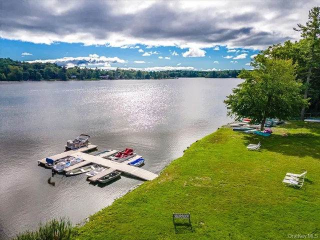 a view of play ground and a large tree