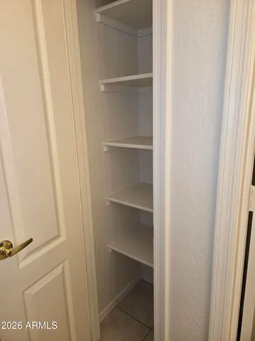 a view of walk in closet with empty racks